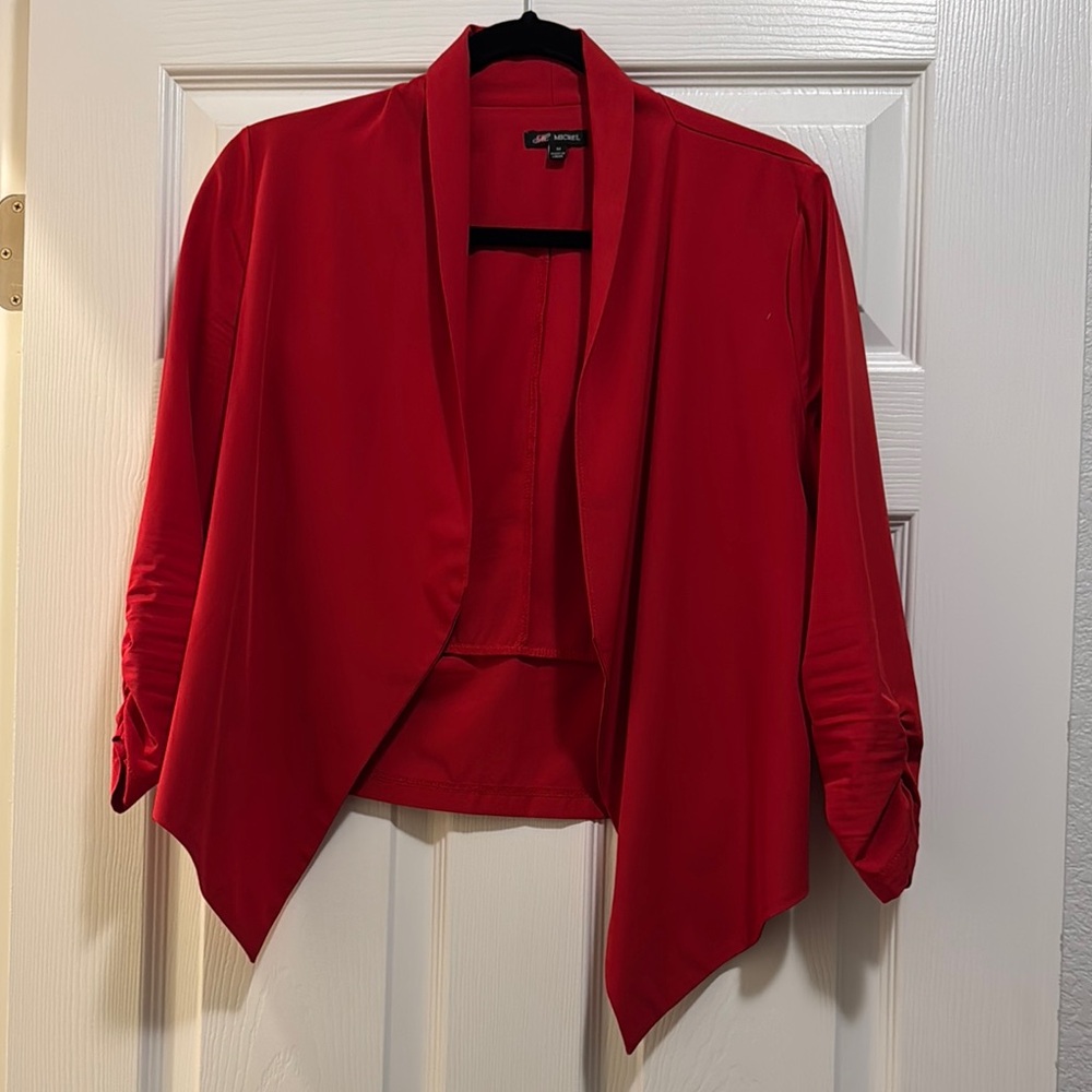 Michele Red Blazer Structured Formal Jacket